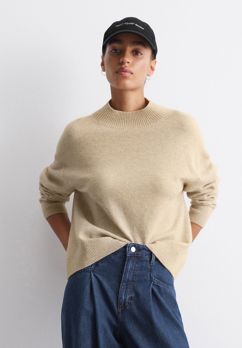 Marc O'Polo DENIM MOCK NECK - Pulover - medium beige melange