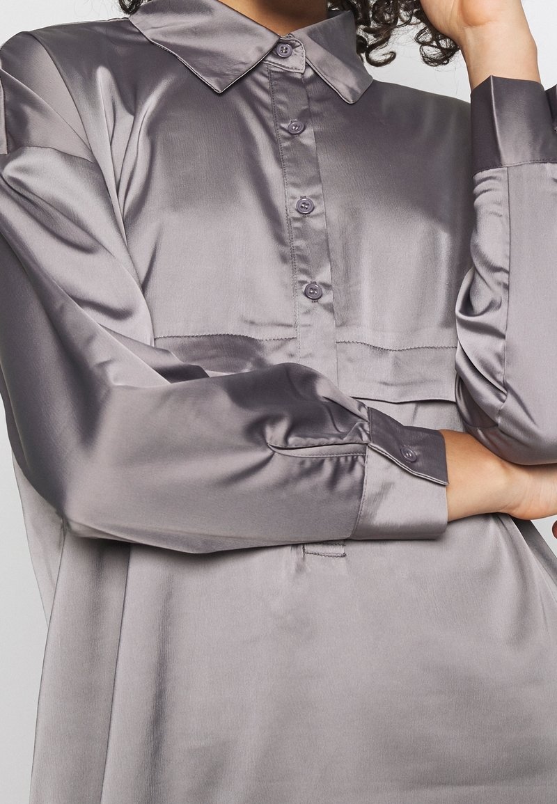 grey satin shirt dress SATIN T-SHIRT DRESS main image 1