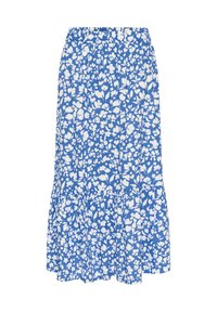 SAIMA LONG - Maxi skirt - palace blue flower leaf