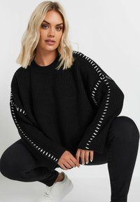 Yours Clothing BLANKET STITCH - Stickad tröja - black