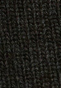 Tessuto a maglia scura con una texture caratterizzata da un motivo a coste. Il materiale sembra morbido con un aspetto peloso, principalmente in tonalità nere.