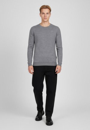 CREW NECK - Strickpullover - darkgrey melange