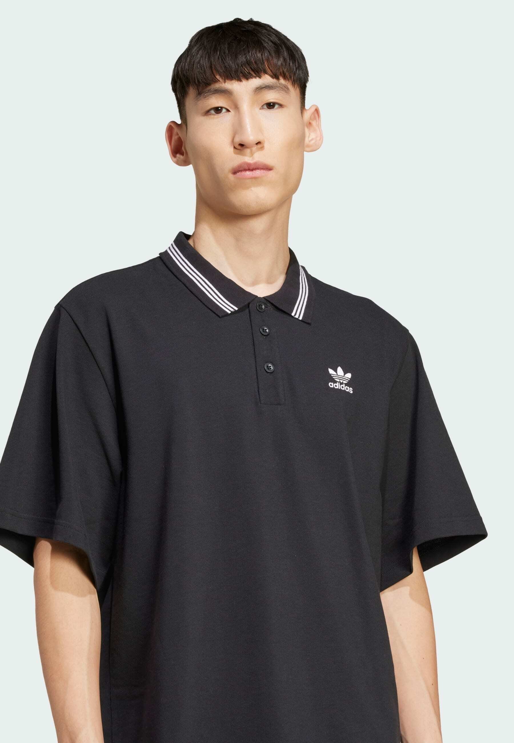adidas Originals LOOSE FIT - Poloshirt - black white/zwart