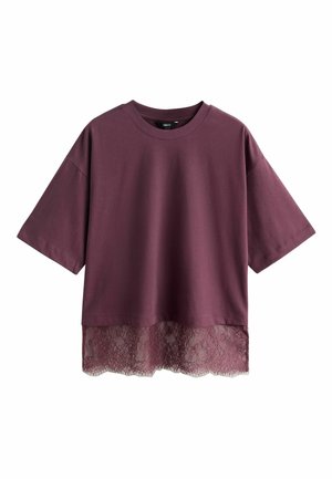 REGULAR FIT - SHORT SLEEVE LACE HEM . - T-shirt basic - burgundy red