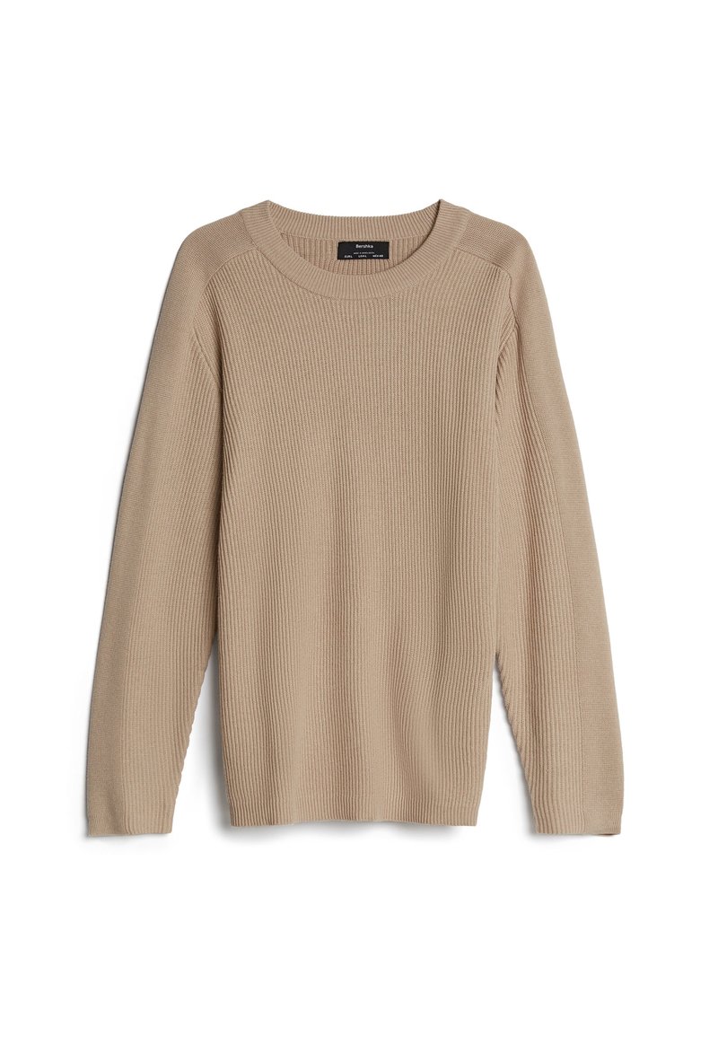 Bershka Mit Rundausschnitt Strickpullover Beige Zalando At