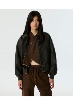 TWIST COAT FAUX LEATHER BOMBER JACKET - Spijkerjas - brown