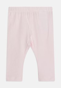 Svetloružové legíny vyrobené z mäkkej zmesi bavlny, s elastickým pásom, zakrivenými švami a lemovanými okrajmi pre pohodlné nosenie.