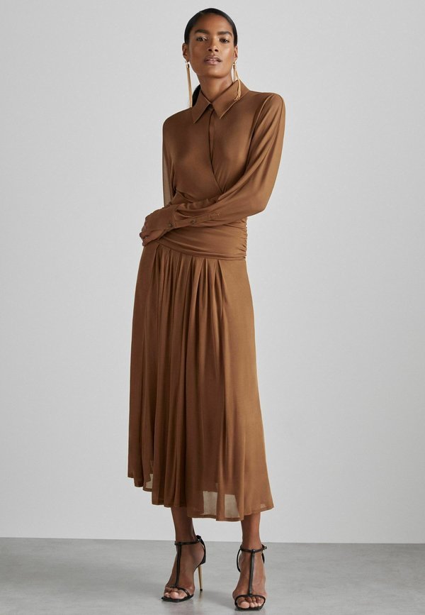 REGULAR FIT ATELIER GATHERED - Blusenkleid - tan