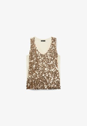 Fiorella Rubino, TOP CON PAILLETTES E SCOLLO A V - Top - gold-coloured