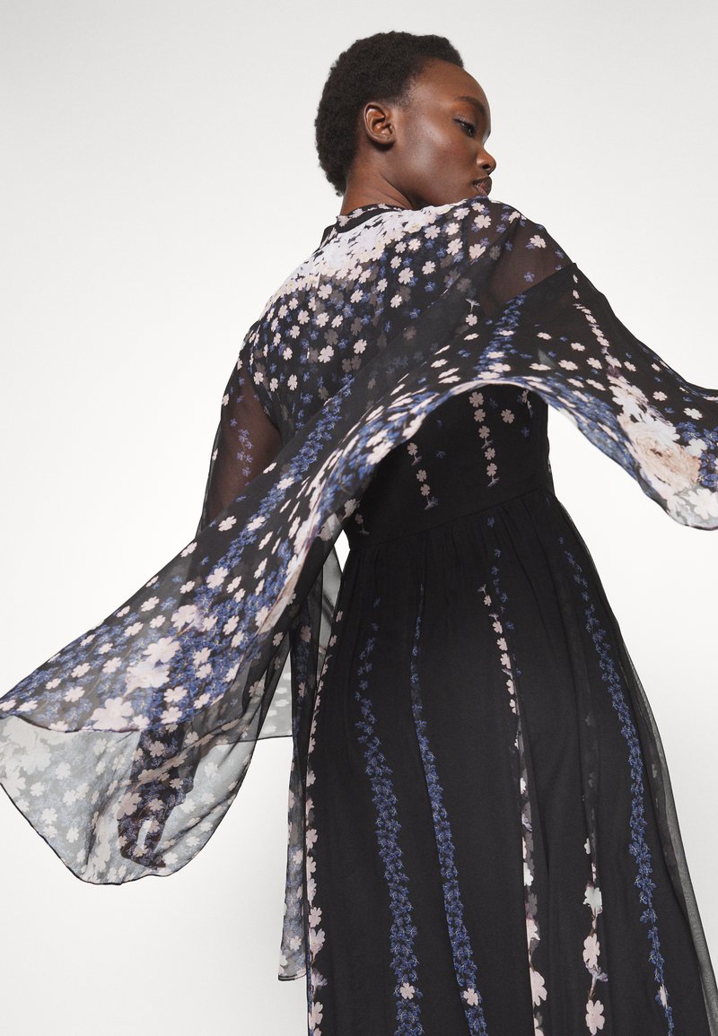 Erdem LONG SLEEVE CAPE EFFECT GOWN BOW NECK DETAIL - Robe de cocktail - black/multi