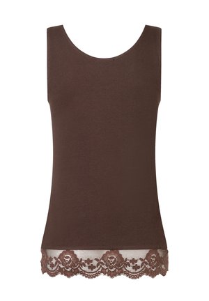 More & More, MORE & MORE SCHMALES RIPPENTOP MIT SPITZENBORTE - Top - espresso brown