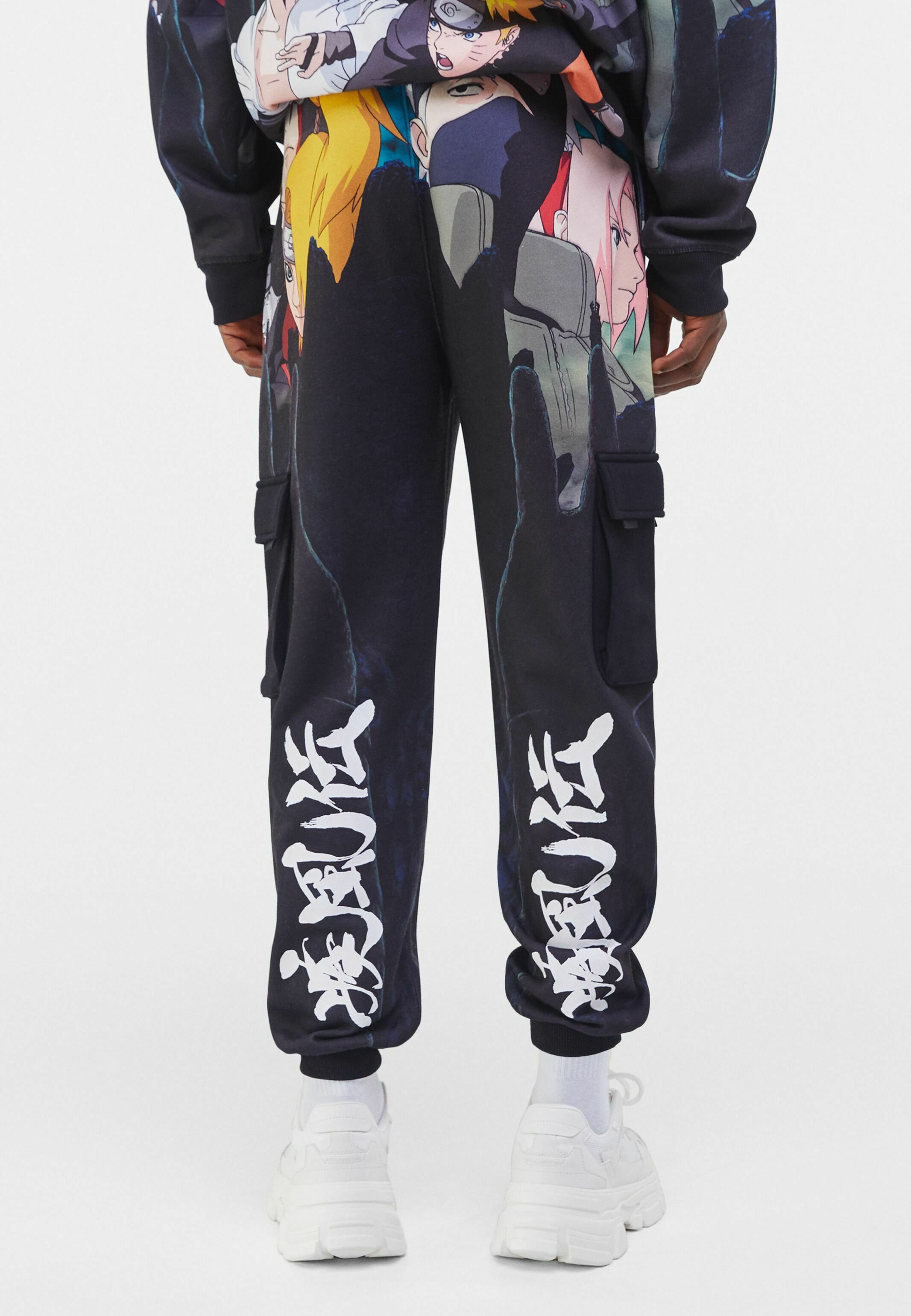Bershka NARUTO - Pantaloni cargo - black/nero - Zalando