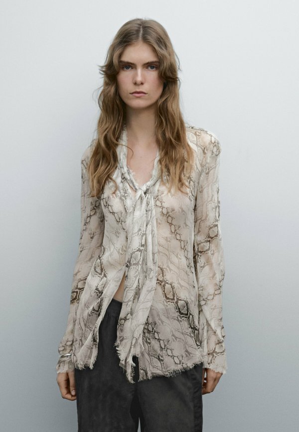 WITH KNOT DETAIL  - Blouse - beige