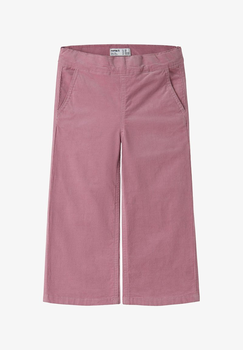 Pantalon large rose pour enfants avec poches avant et taille élastique.