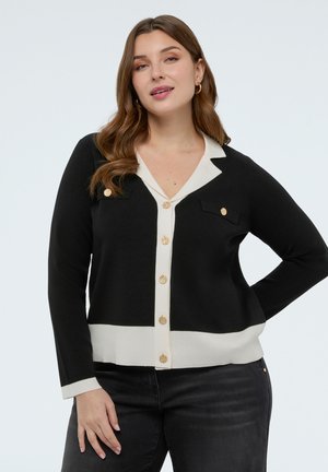 CON PROFILI A CONTRASTO - Strickjacke - nero
