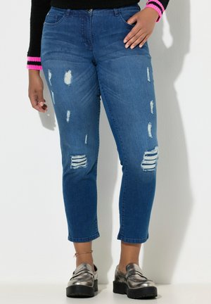 DESTROY-EFFEKTE, 5-POCKET - Zúžené džíny - dark blue denim