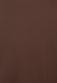 Tessuto marrone con una consistenza liscia e un leggero motivo a righe, che mostra un colore uniforme senza dettagli visibili o hardware.