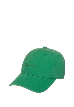 Cappellino da baseball verde con logo "element" ricamato sulla parte anteriore e fori di ventilazione sui pannelli superiori.