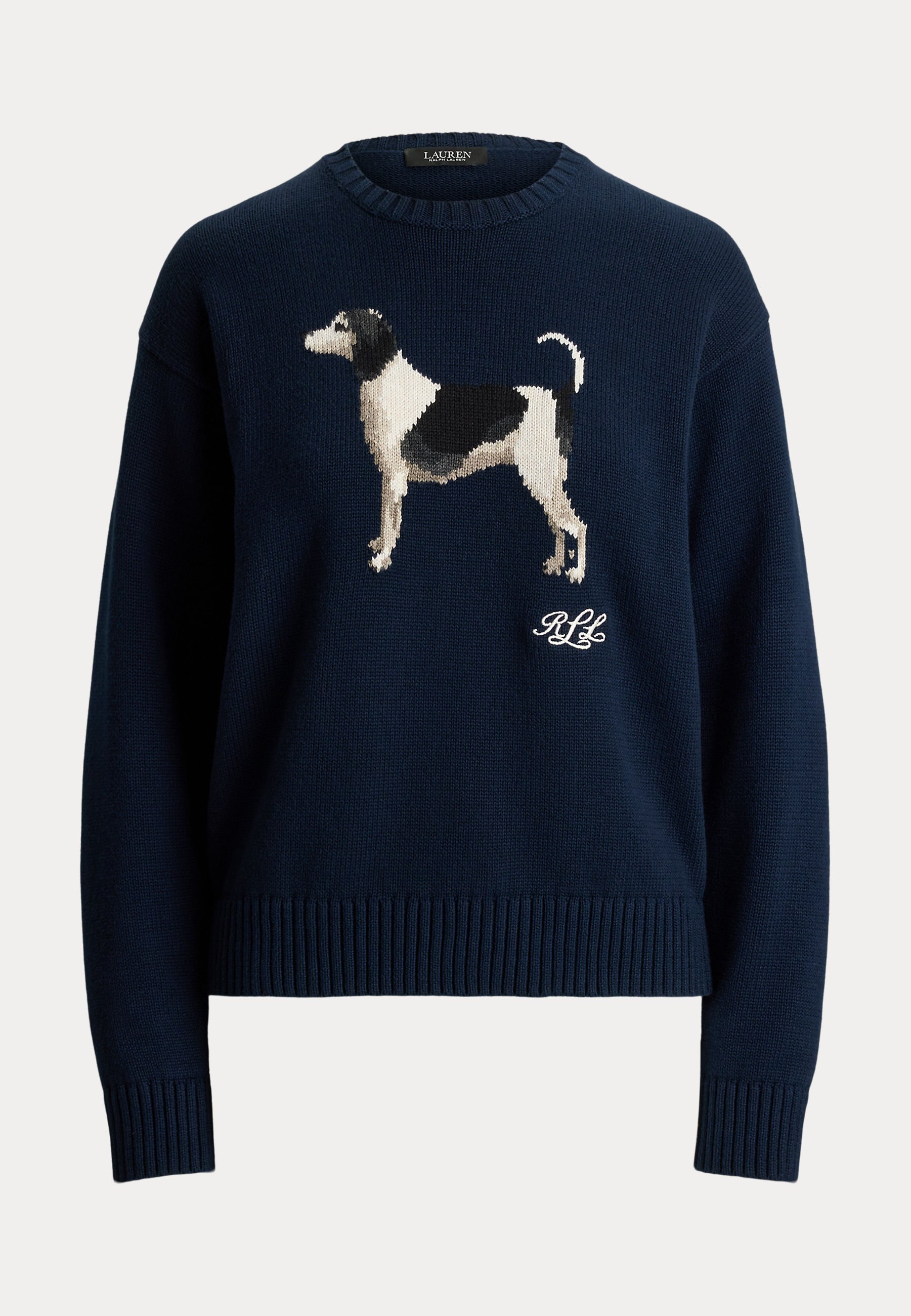 Lauren Ralph Lauren INTARSIA KNIT DOG COTTON SWEATER - Pulover