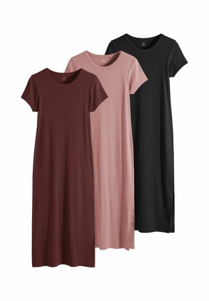 REGULAR FIT - 3 PACK SHORT SLEEVE MIDI - Robe en jersey - black/mauve pink/light pink