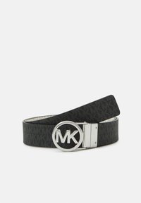 MICHAEL Michael Kors LOGO BELT - Pas - vanilla/black/silver-coloured