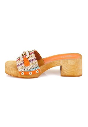 Mules med hæl - beige