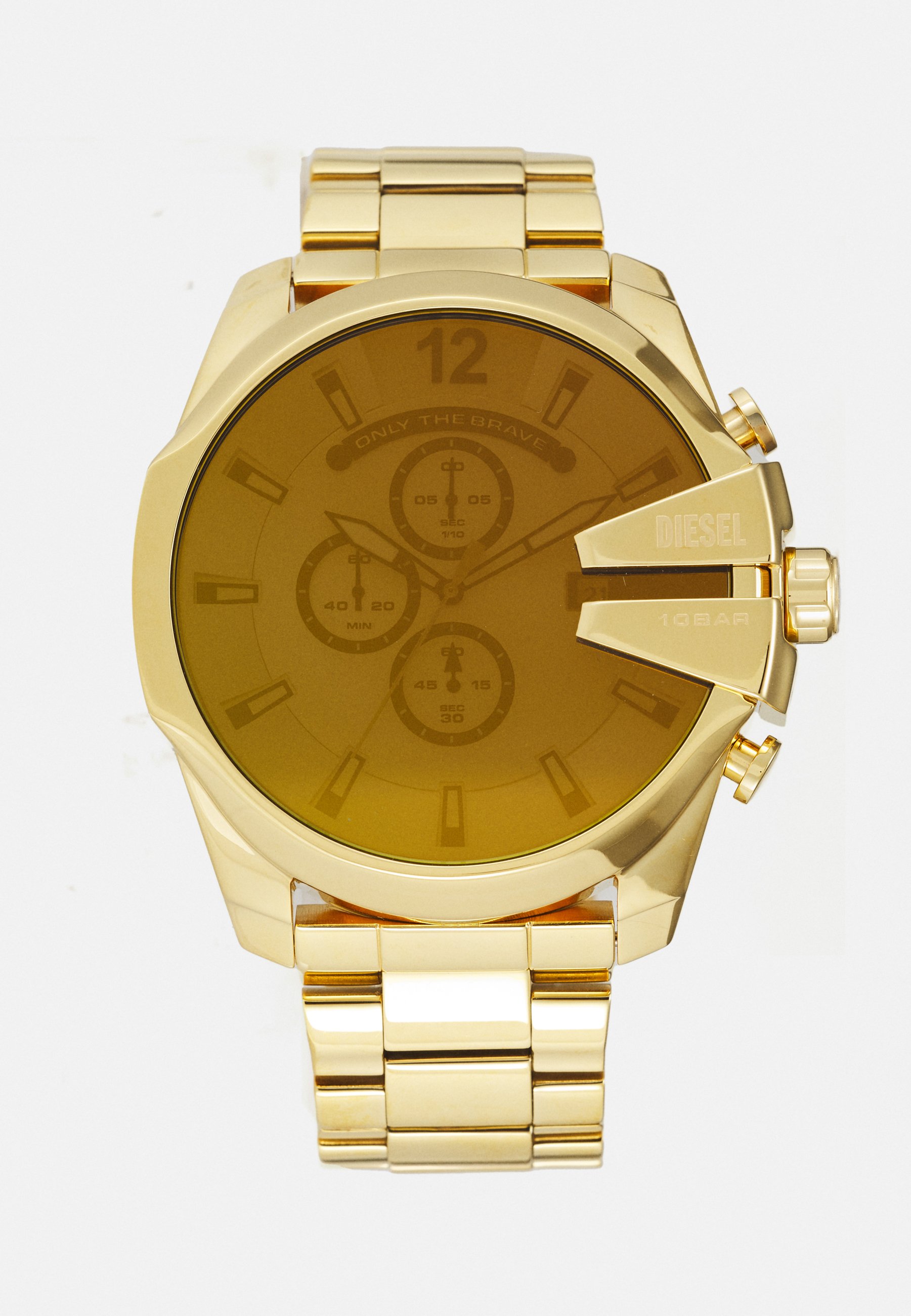 Montre Diesel Mega Chief - Boîtier Doré Acier 51mm, Bracelet Acier, Neuve Avec étiquettes