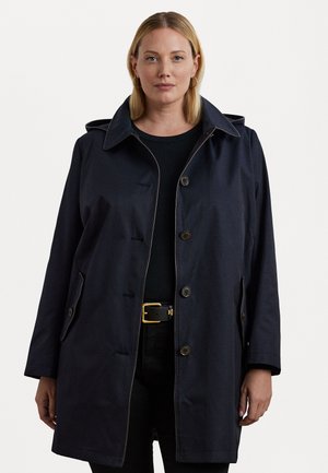 Lauren Ralph Lauren Woman FAUX-LEATHER-TRIM HOODED COAT - Parka - dark navy