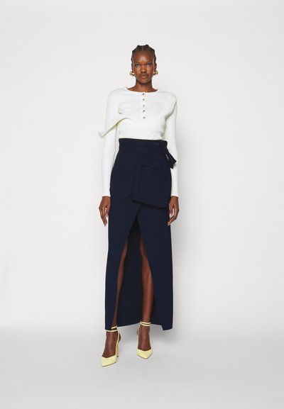 A.W.A.K.E. MODE DOUBLE EFFECT HALF BUTTON CLOSURE - Μπλούζα με μακριά μανίκια - ivory