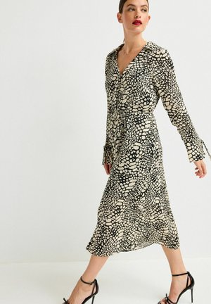 Next TIE SLEEVE BELTED MIDI - REGULAR FIT - Ingruha - monochrome abstract print