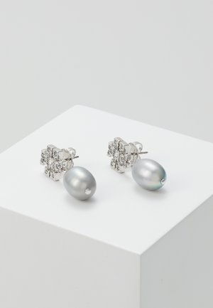 KIRA PAVE PEARL DROP EARRING - Oorbellen - tory silver-coloured