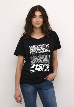 AUDE - T-shirt med print - white animal glitter