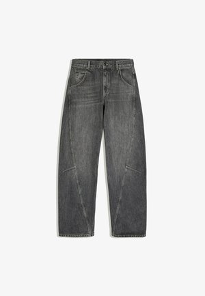 Bershka, LOW-RISE - BARREL JEANS - Wide Leg - mottled dark grey