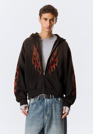 SQUARE GRAPHIC - Felpa con zip - washed black w flame