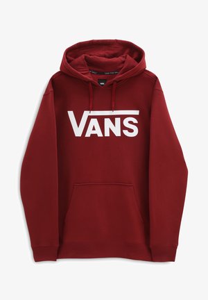 Sweat à capuche Vans marron avec logo Vans blanc sur la poitrine, poche kangourou à l'avant et capuche ajustable avec cordon de serrage.