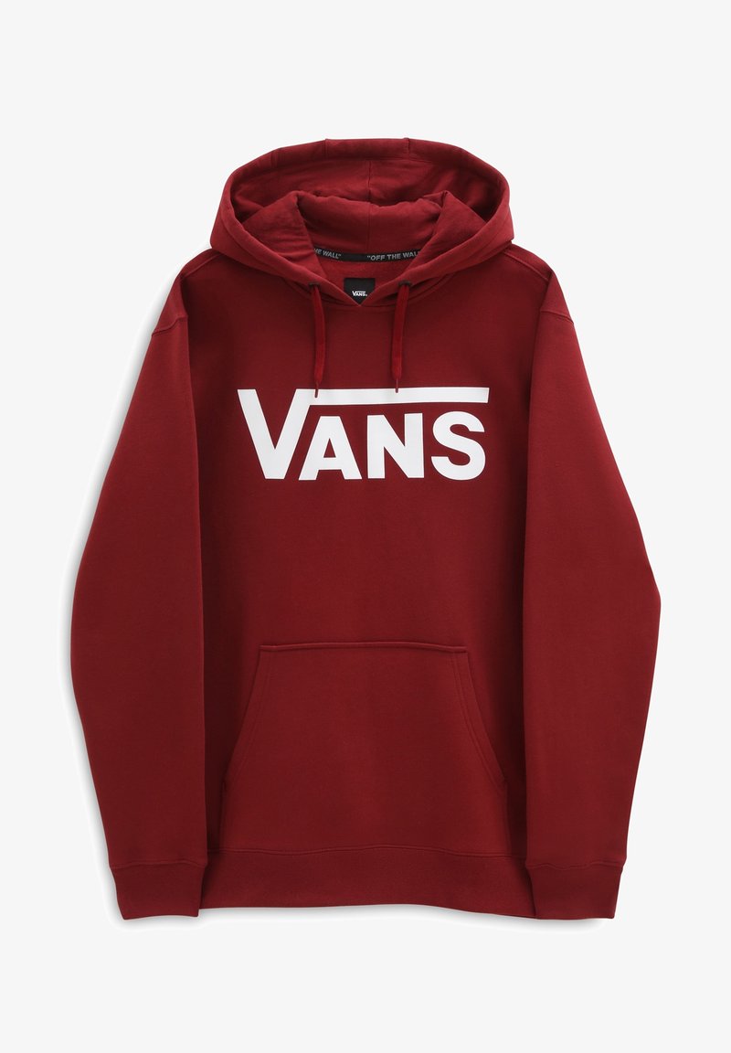 Sweat à capuche Vans marron avec logo Vans blanc sur la poitrine, poche kangourou à l'avant et capuche ajustable avec cordon de serrage.