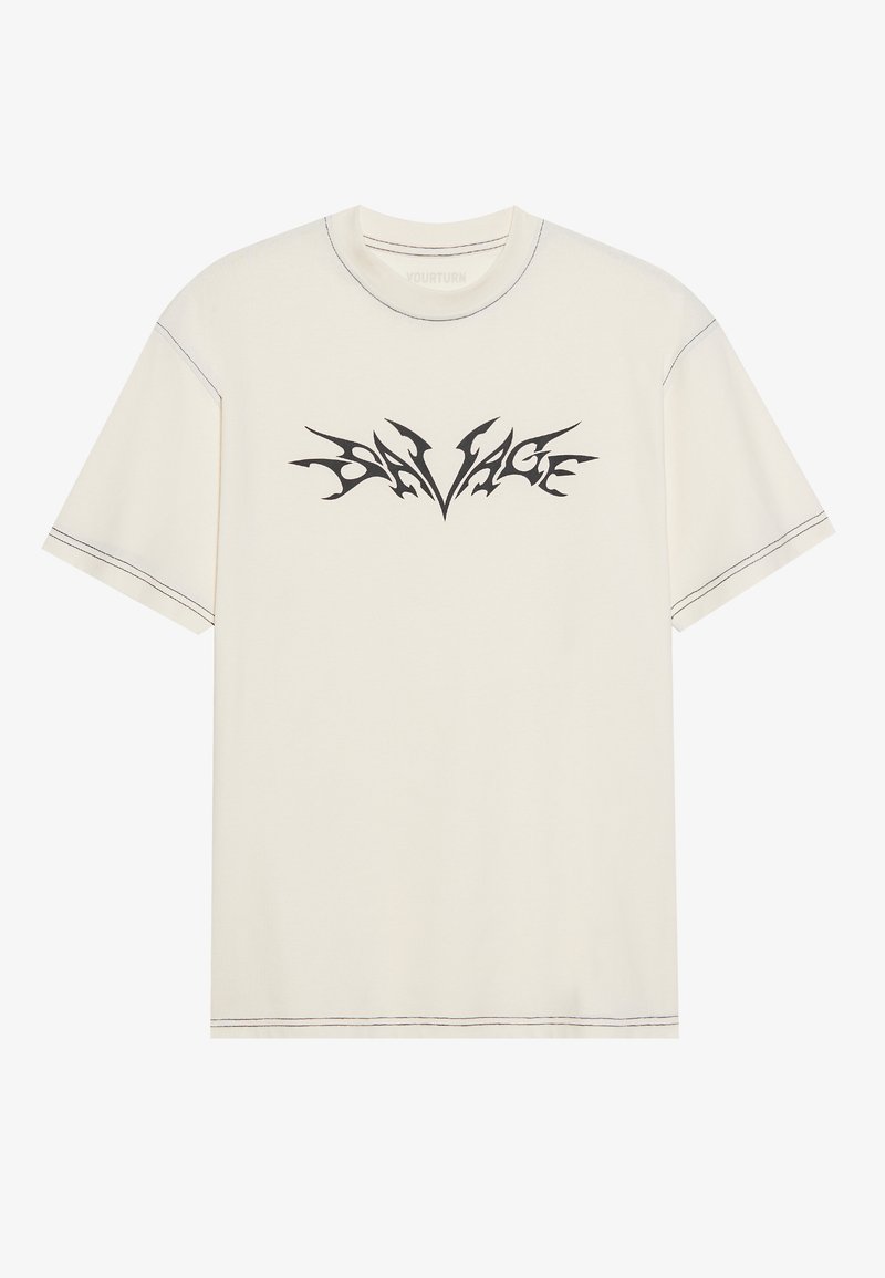 YOURTURN T-shirt print wit YOURTURN T-shirt print wit