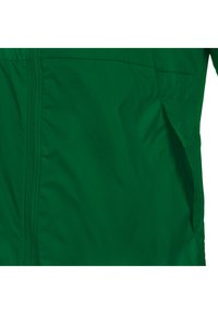 Giacca a vento verde con una texture liscia e leggera. Presenta una zip frontale e tasche laterali, progettata per un look casual.