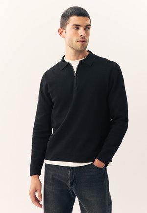Next REGULAR FIT QUARTER ZIP LONG SLEEVE - Pikkade varrukatega topp - black