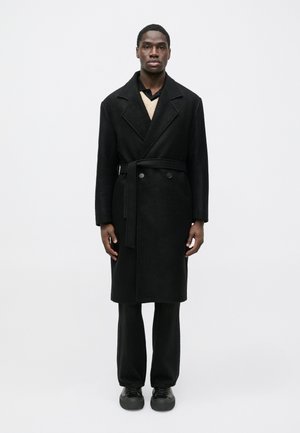 DOUBLE BREASTED COAT WITH BELT - Klassischer Mantel - black