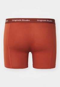 Rote Boxershorts mit logoziertem Bund. Der Stoff ist glatt, körperbetont und zeigt Flachnähte für Komfort und Langlebigkeit.