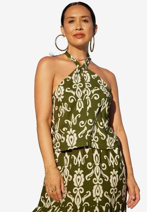 PRINTED HALTER NECK - REGULAR FIT - Blúzka - green white