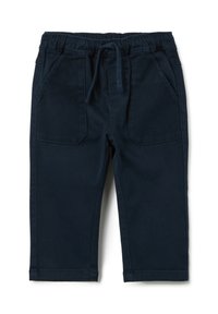Pantalons de jogging bleu marine en coton doux, avec une taille élastique, un cordon de serrage et deux poches avant.