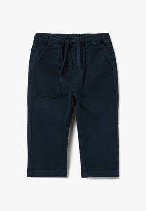 Marineblauwe joggerbroeken van zachte katoen, met een elastische tailleband, een trekkoord en twee voorkantzakken.