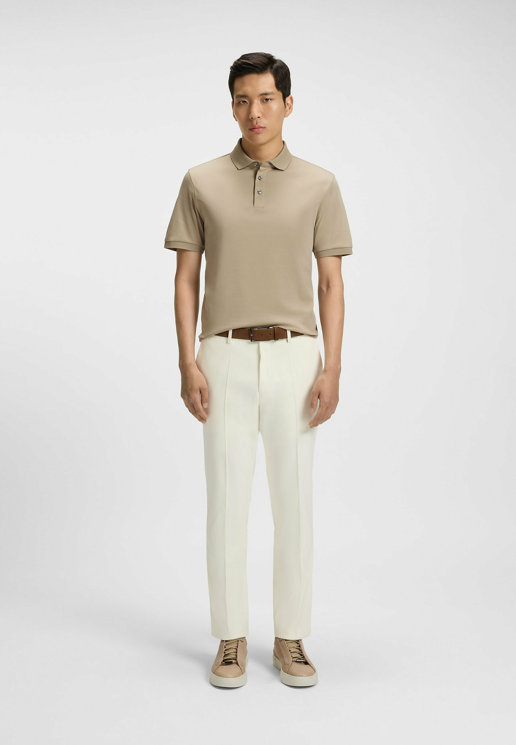 Scarpe Da Ginnastica Boss Gary Tenn Beige - Sneaker Uomo In Pelle Scamosciata Made In Italy