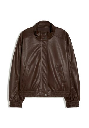 Bershka, Veste en similicuir - dark brown