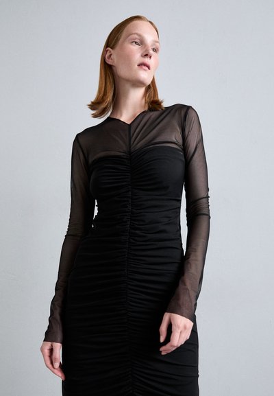 Norma Kamali VNECK SHIRRED FRONT FISHTAIL GOWN DRESS - Alkalmi viselet - black