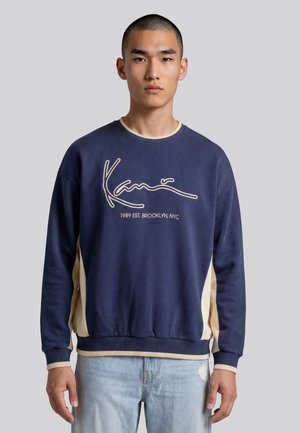 Karl Kani, SIGNATURE BRK INSERT OVERSIZED CREW - Sweatshirt - dark blue off white