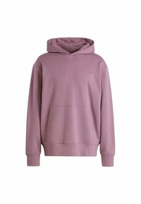 Hoodie i ljuslila, tillverkad av mjukt tyg. Har en ficka fram och ribbade muddar, med en liten logotyp på bröstet.