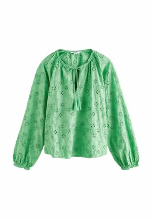 Next REGULAR FIT TEXTURED FLORAL BRODERIE LONG SLEEVE - Blouse - green